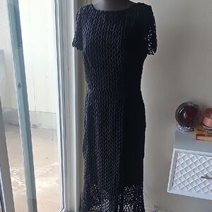 Kay Unger Black Midi Lace Dress